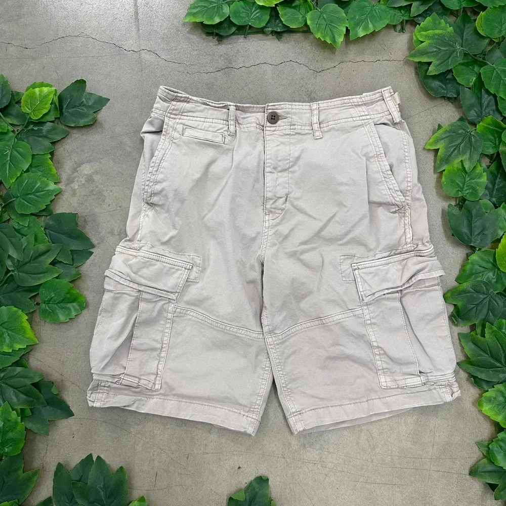 American Eagle Flex Khaki Cargo Shorts Utility Y2K